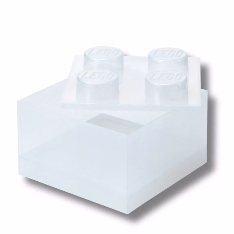 LEGO 4 Brick Storage Boxes in White and Transparent Plastic