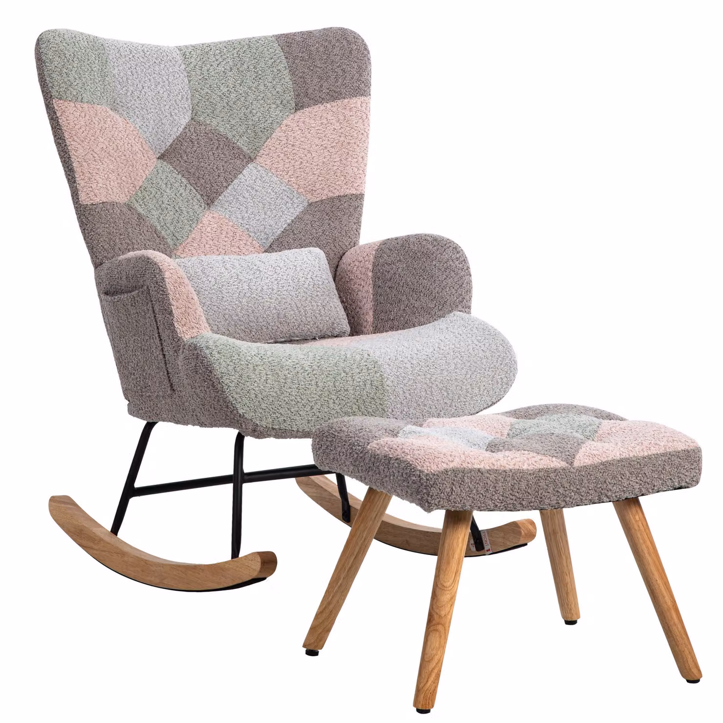Aosom.UK Wingback Accent Recliner Chair with Footstool and Side Pocket, Blue and Grey – 2