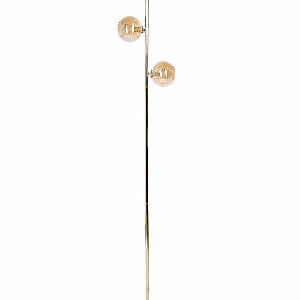 Wyld and Coco 3-Shade Modern Floor Lamp in Gold with Transparent Glass Shades – 2