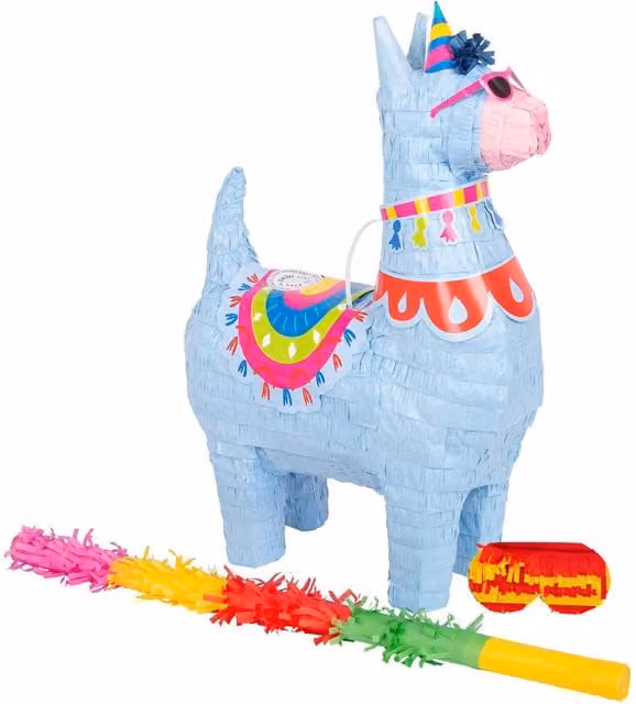 Fax Potato Llama Pinata Set with Stick and Blindfold in Multicolour and Yellow