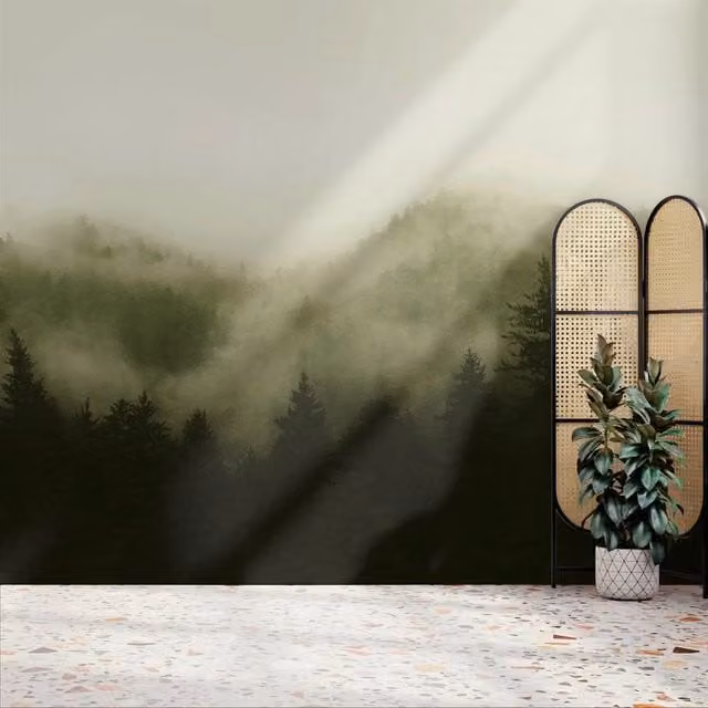 Superfresco Easy Misty Landscape Green Wall Mural, W: 300 cm, H: 280 cm – 1