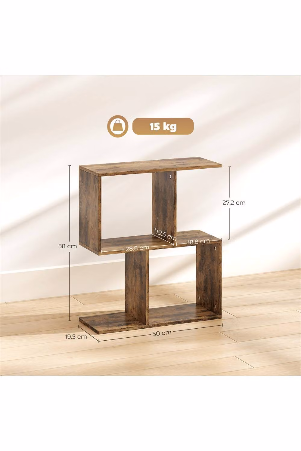 ERGOVEXA 3-Tier Side Table, Brown, W: 50 cm, D: 19.5 cm, H: 58 cm – 2