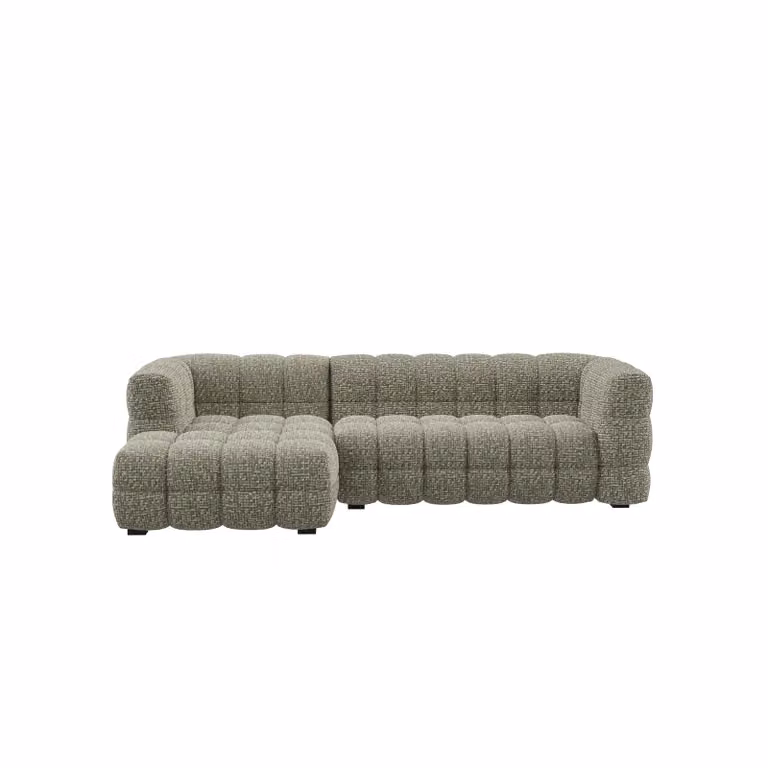 Dôme Deco BASEL Left-Facing Corner Sofa in Grey Fabric with Solid Beech Wood Frame, W/D/H: 272 x 168 x 76 cm