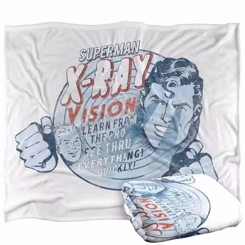 Warner Bros. Superman Vintage X-Ray Vision Super Soft Silky Touch Fleece Throw Blanket, Multicolour, W: 152.4 cm x D: 127.0 cm