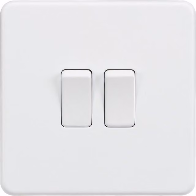 Knightsbridge Screwless 10AX 2G 2-Way Flush Switch in Matt White