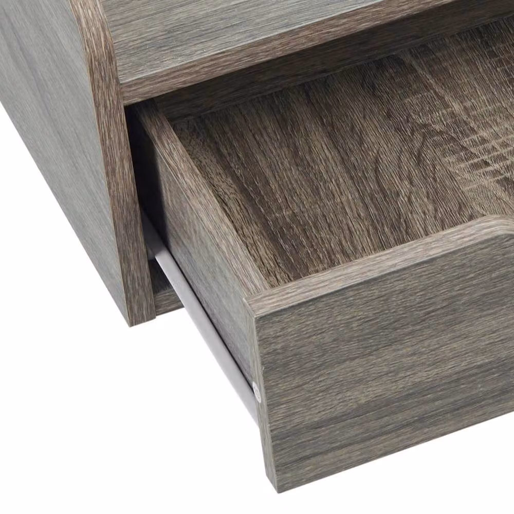 VOGREX Grey Floating Nightstands Set of 2 with Storage Drawer – 3