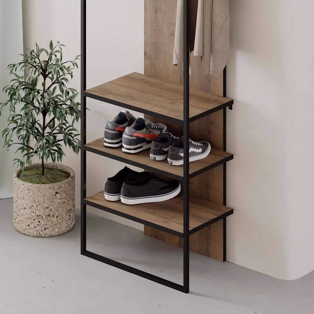 Havendro Dark Oak Shoe Storage Stand in Brown and Black – 3