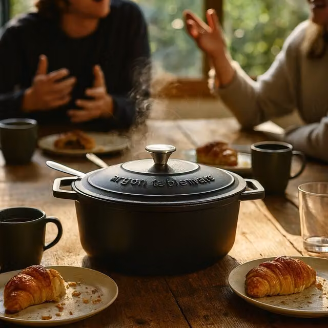 Argon Tableware Pack of 2 Oval Cast Iron Casserole Dishes in Matt Black, 4.68L