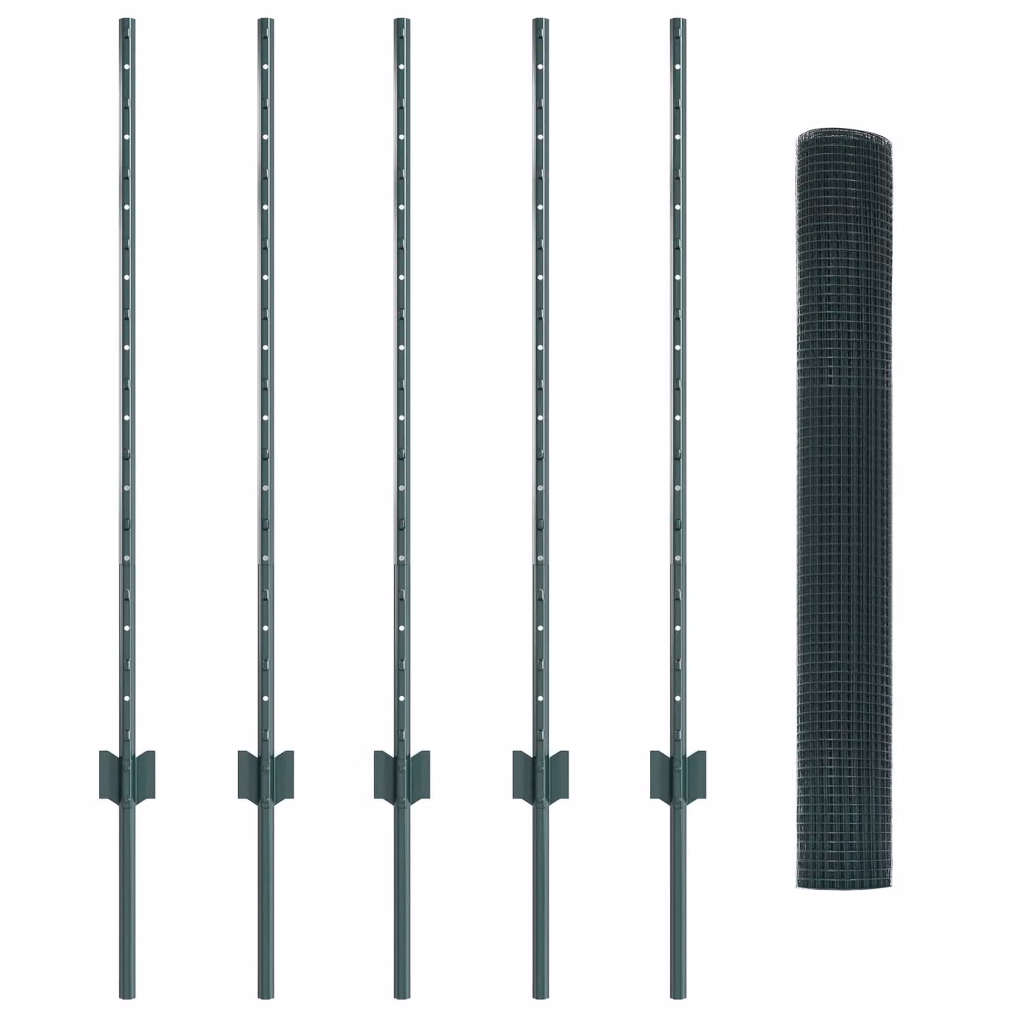 Berkfield Set of 2 Green PVC-Coated Metal Garden Fence Panels, W: 1 m, H: 2 m – 2