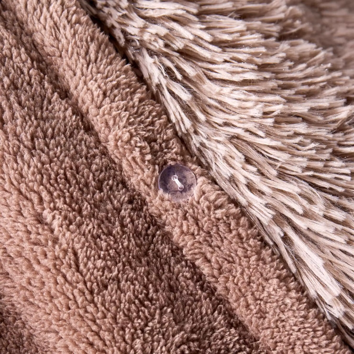 OHS Reversible Microfibre Fleece Duvet Cover and Pillowcase Set, Beige, W/D/H: 140 x 200 cm – 3