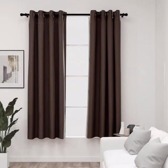 Berkfield Home Taupe Linen-Look Blackout Curtains with Eyelets, 2 Pack, W: 140 cm, H: 175 cm – 1