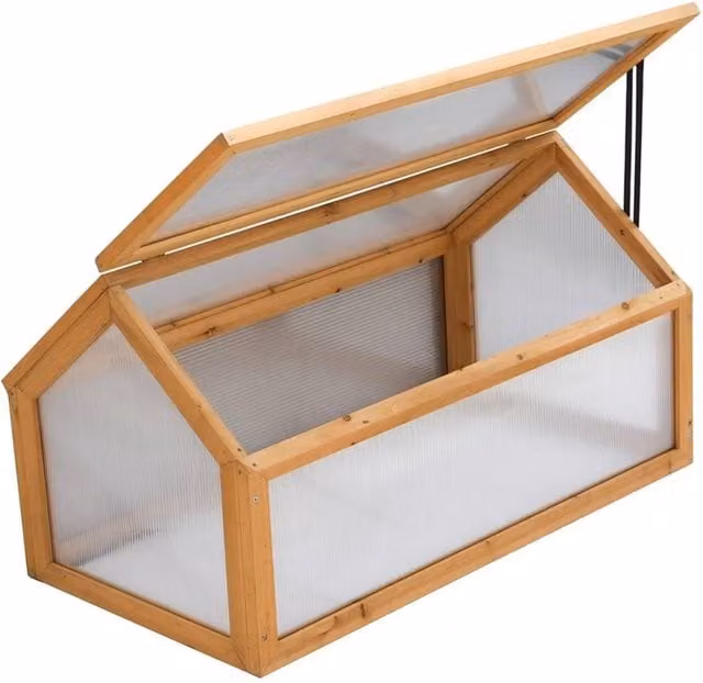Nordara Garden Grow Brown Wooden Cold Frame with Clear Polycarbonate Lid, 0.6m2 – 1
