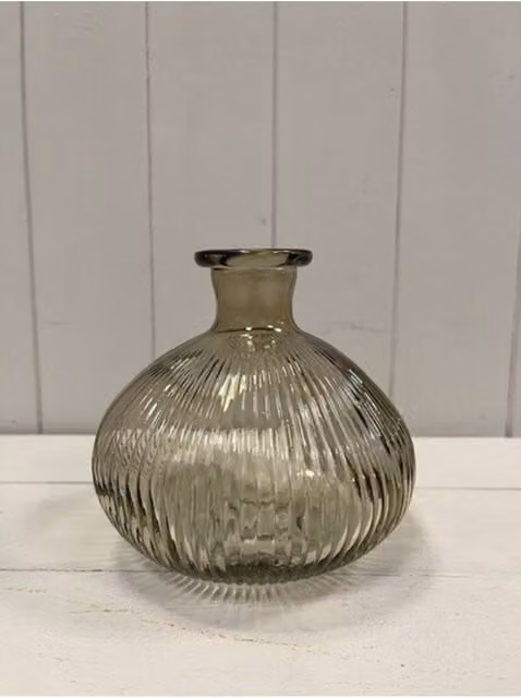 KDMD Smokey Brown Striped Glass Decorative Bottle