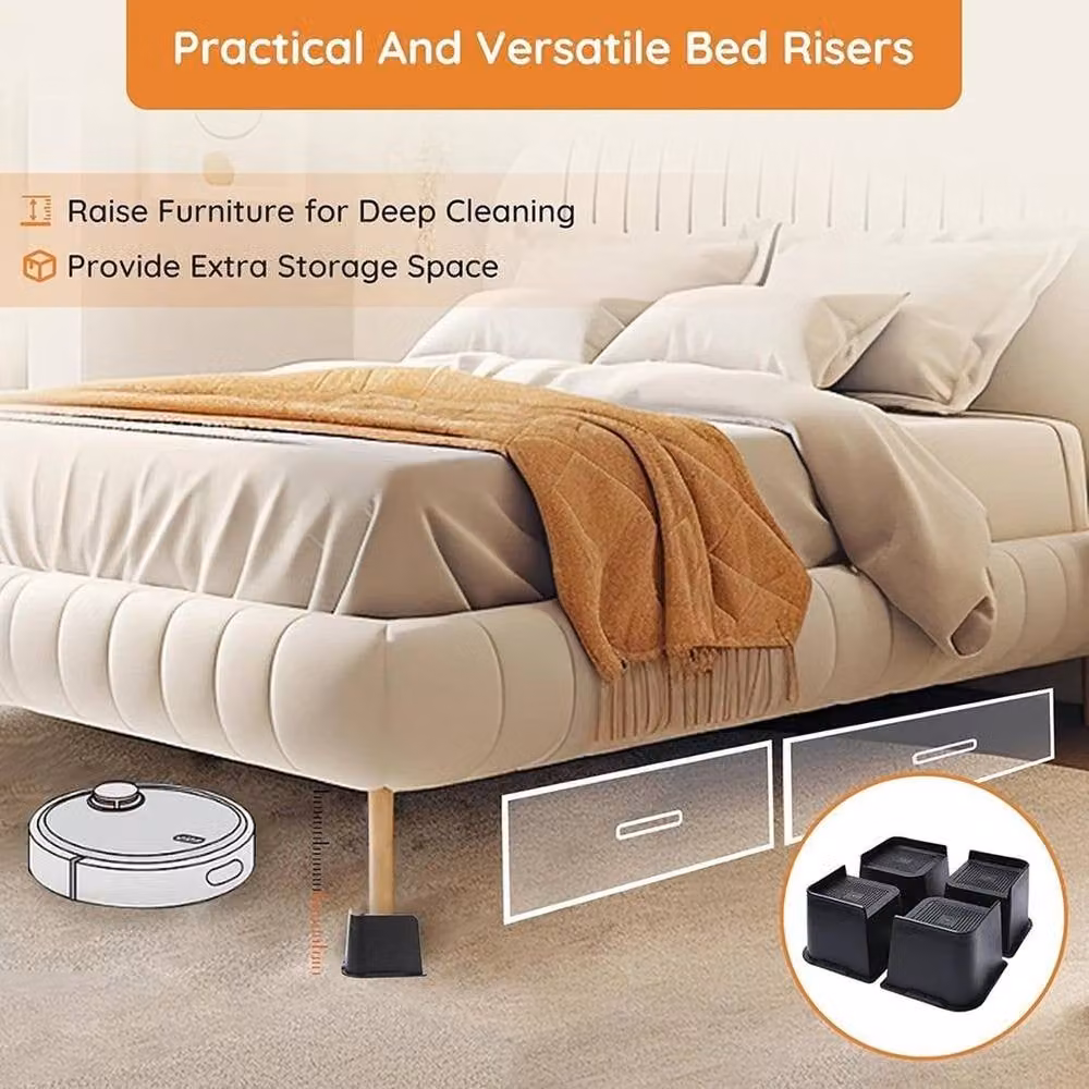 PAWNORA Set of 4 Inch Bed Risers Support Bed Lifter in Black – 3