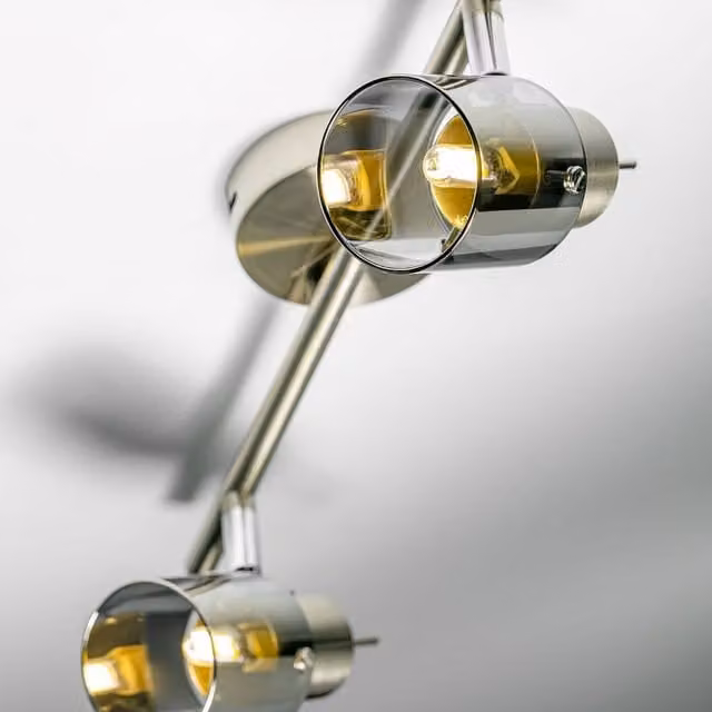 CGC Jacob Double Brushed Chrome Spotlight with Smoked Grey Glass