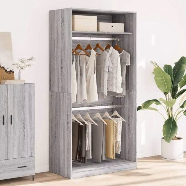 Berkfield Home Grey Sonoma Modern Wardrobe with Hinged Doors, W/D/H: 100 x 50 x 200 cm