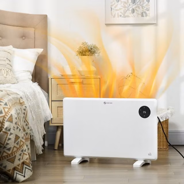 HOMCOM Electric Convector Heater in White with LED Display, Thermostat and Remote Control