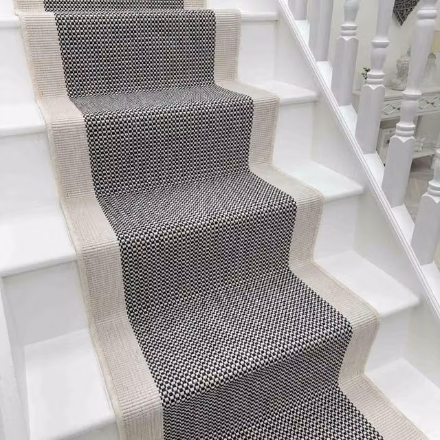 runrug Vichy Reversible and Durable Stair Runner Carpet, Black, W: 70 cm, L: 450 cm