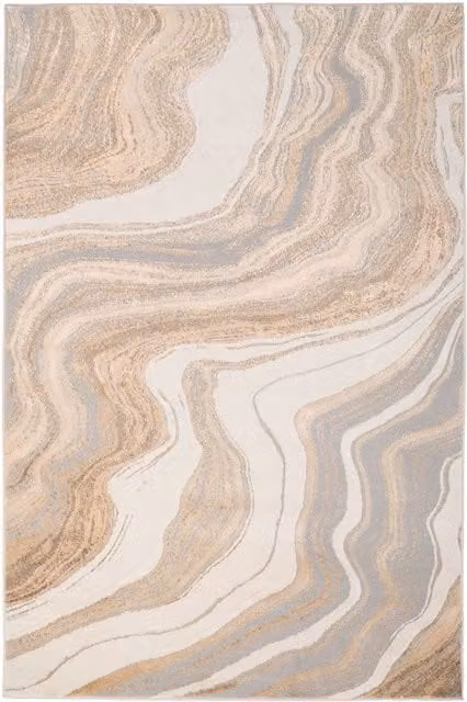 Kukoon Modern Abstract Living Area Rug in Gold and Beige, W: 80 cm, L: 150 cm – 1