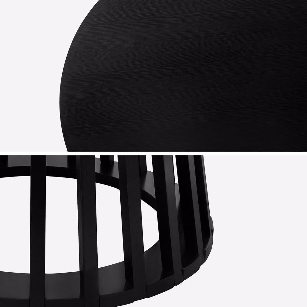 Sweekeek Modern Round 4-Seater Dining Table in Black with Spruce Legs, W: 120 cm, D: 120 cm, H: 75 cm – 2