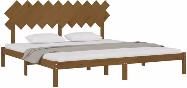 Berkfield Home Beautiful Bed Frame in Honey Brown Solid Pine Wood, W/D/H: 200 x 200 x 205.5 cm – 1