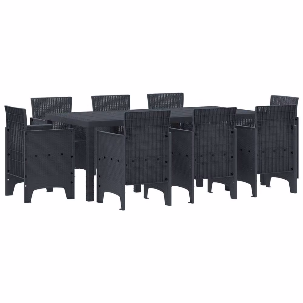 Berkfield Home 9 Piece Anthracite Poly Rattan Garden Dining Set – 2