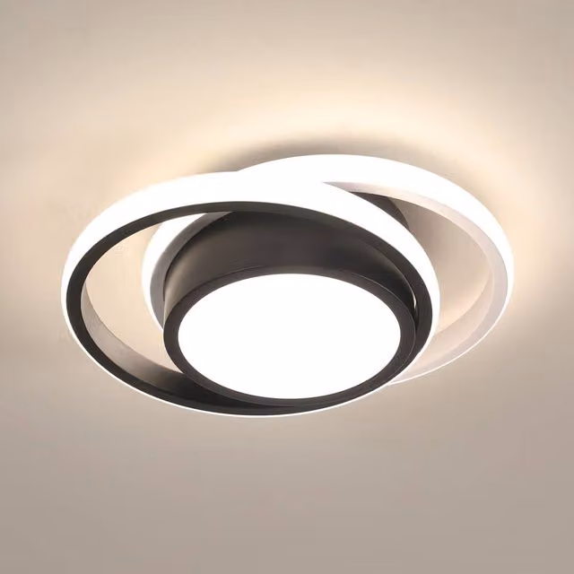 COMELY Modern Round LED Ceiling Light, 32W, 4500K Neutral Light, Black