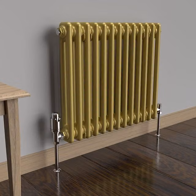 Lux Heat Horizontal 2 Column Steel Radiator in Gold, W: 60.5 cm, H: 50 cm