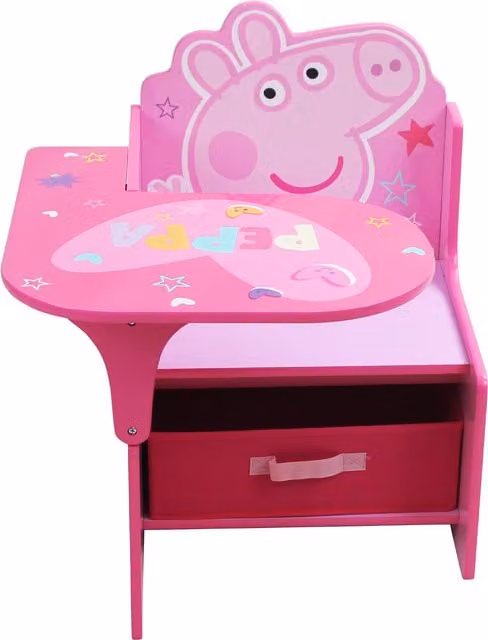 Nixy Children Peppa Pig Chair and Desk Set with Storage Bin in Pink