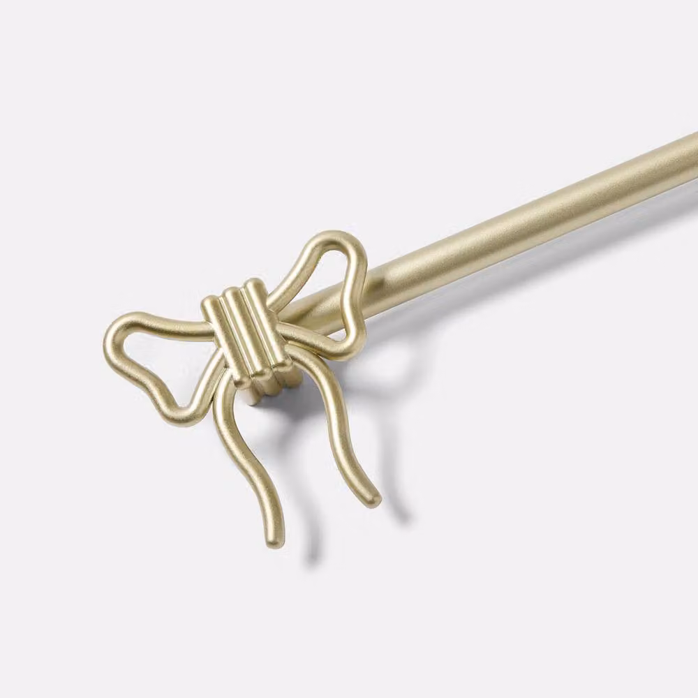 OHS Bow Finial Extendable Metal Curtain Pole, 16mm End Rod in Gold, 70 cm - 120 cm – 2