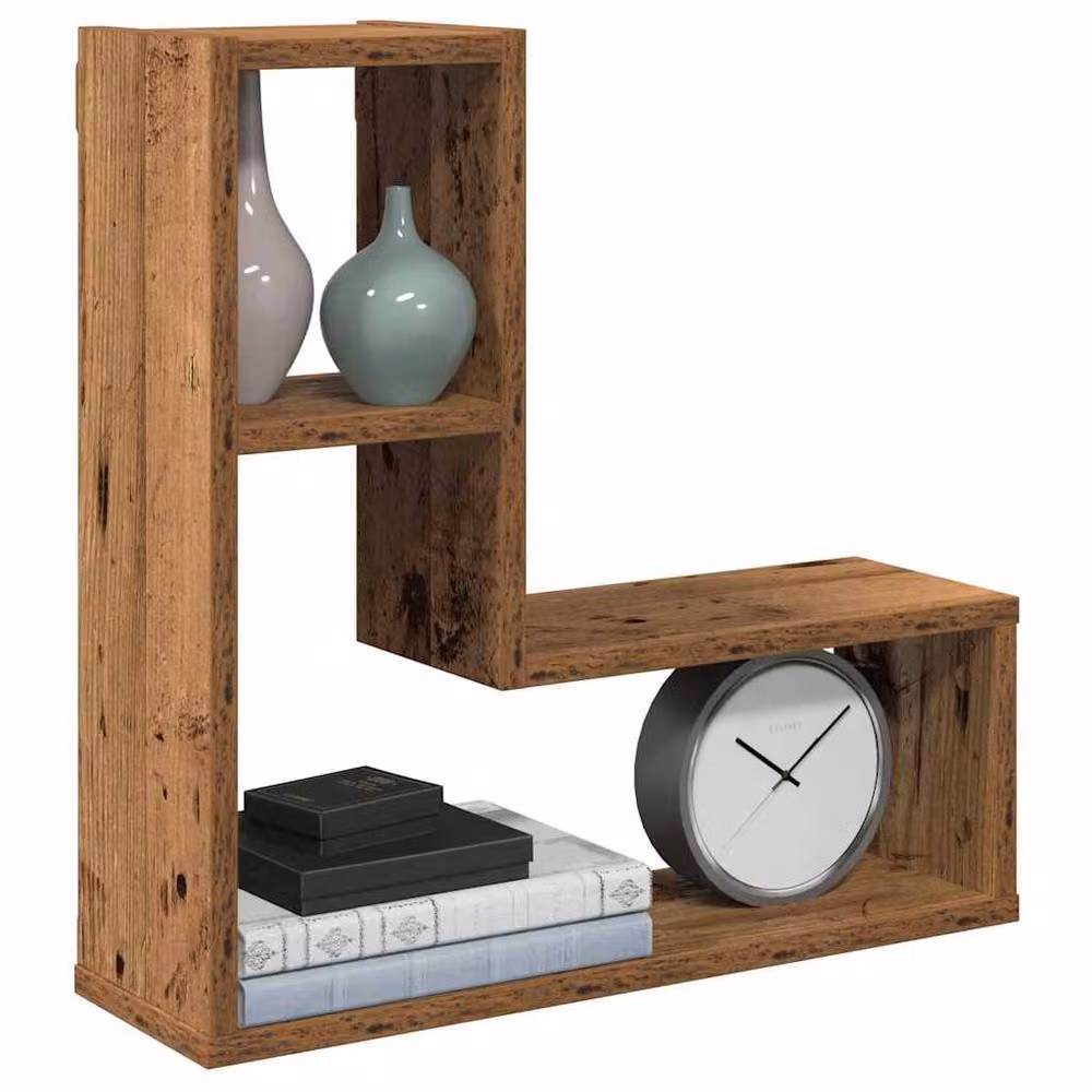 Berkfield Home Wall Mounted Cube Shelves, 2 Piece Set in Old Wood Brown, W/D/H: 50 x 15 x 50 cm – 2