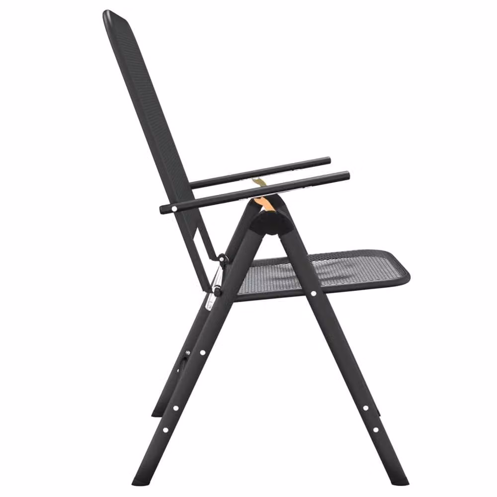 Berkfield Home Modern Folding Garden Chairs, 2 Piece Set in Anthracite Black Expanded Metal Mesh, H 106 x W 61 x D 61 cm – 3