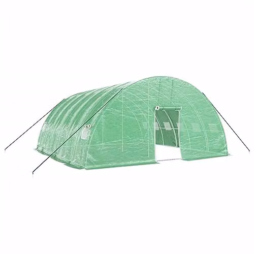vidaXL Green Steel Frame Greenhouse for Vegetable Gardens, W: 600 cm, D: 600 cm, H: 285 cm