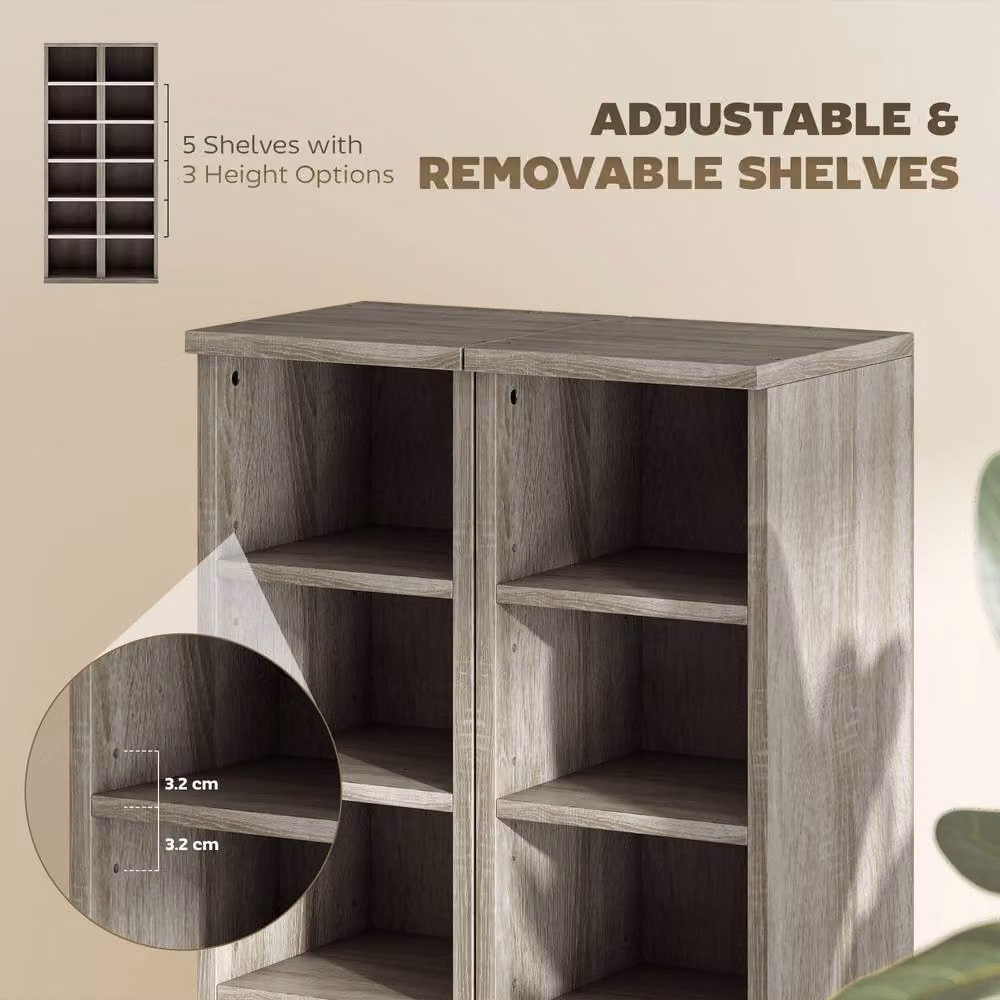 STILVORA Set of 2 Grey CD Storage Units with Adjustable Shelves and Media Compartments – 4