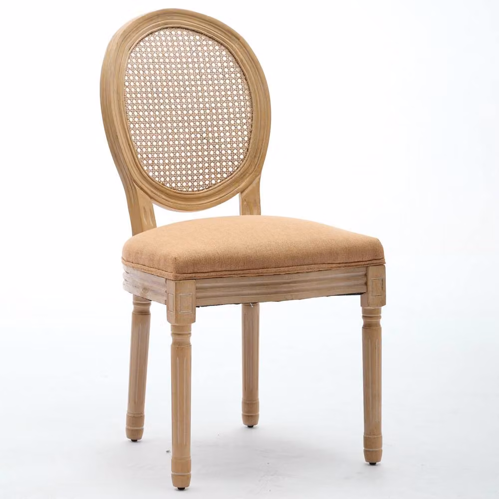 HomeTouch Set of 4 French Style Rattan Back Dining Chairs in Brown – 2