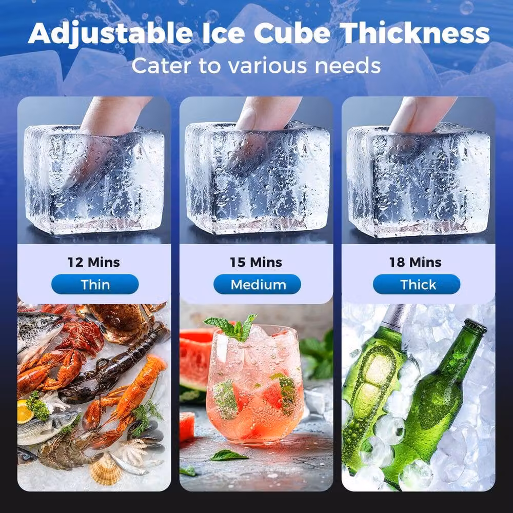 Costway Commercial Ice Maker with Self-cleaning Function, 50kg/24h Capacity, Silver Stainless Steel – 5