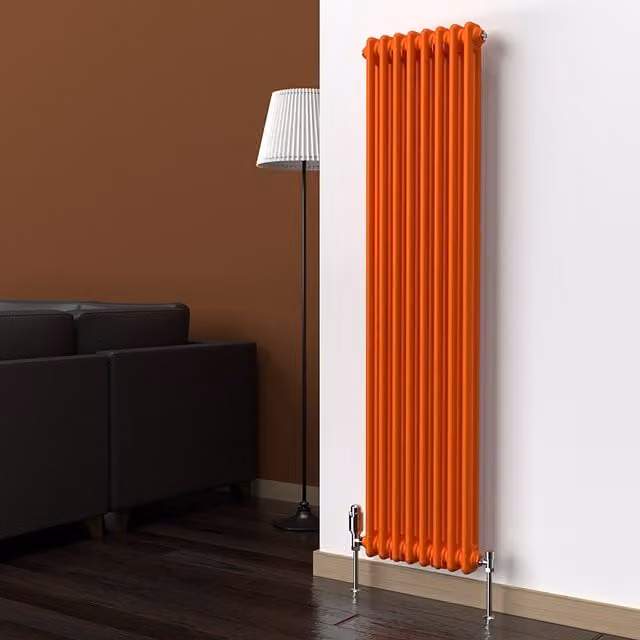 Lux Heat Vertical Coloured Column Radiator in Sunburst Orange, H 150 cm x W 38 cm
