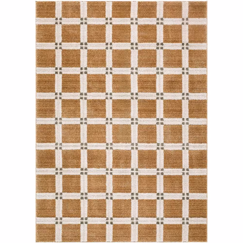 Livabliss La Luna Modern Geometric Graphic Living and Dining Rug in Brown, Grey and Green, W: 160 cm, L: 215 cm – 2