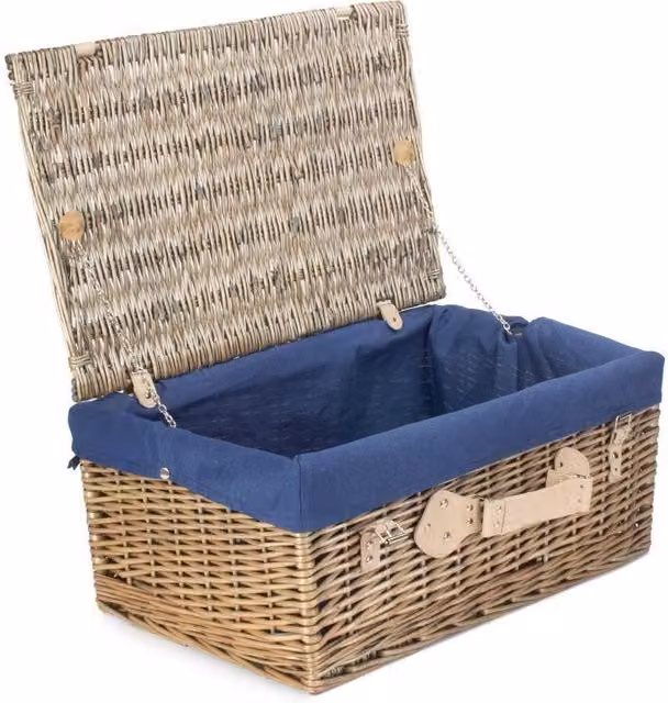Red Hamper Wicker Picnic Basket with Blue Cotton Lining, W: 51 cm – 1