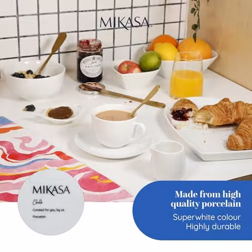 Mikasa White Porcelain Teacup and Saucer Set of 2, 220ml – 5