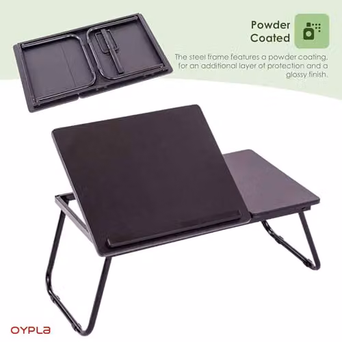 Oypla Black Portable Folding Laptop Desk with Tilting Top and Metal Frame – 5