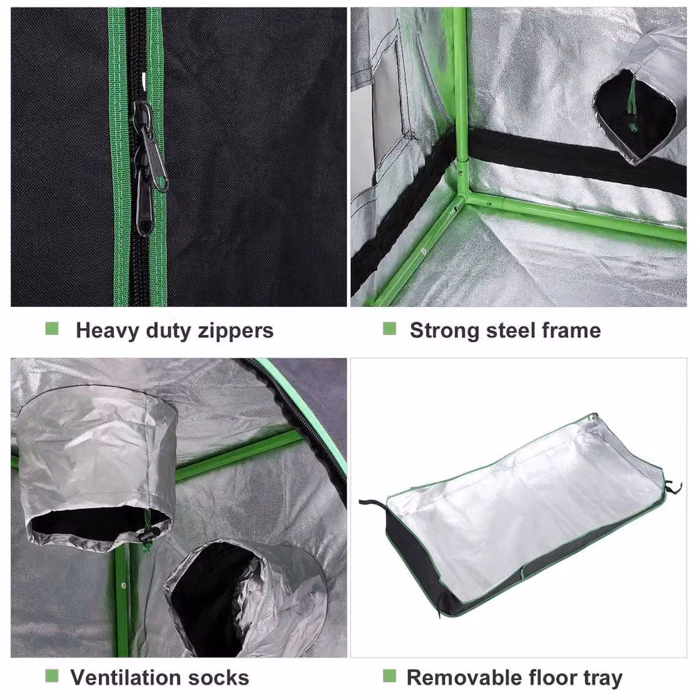 NESTLUNE Mylar Hydroponic Grow Tent with Metal Floor Tray, Black, W: 100 cm, D: 15 cm, H: 15 cm – 5