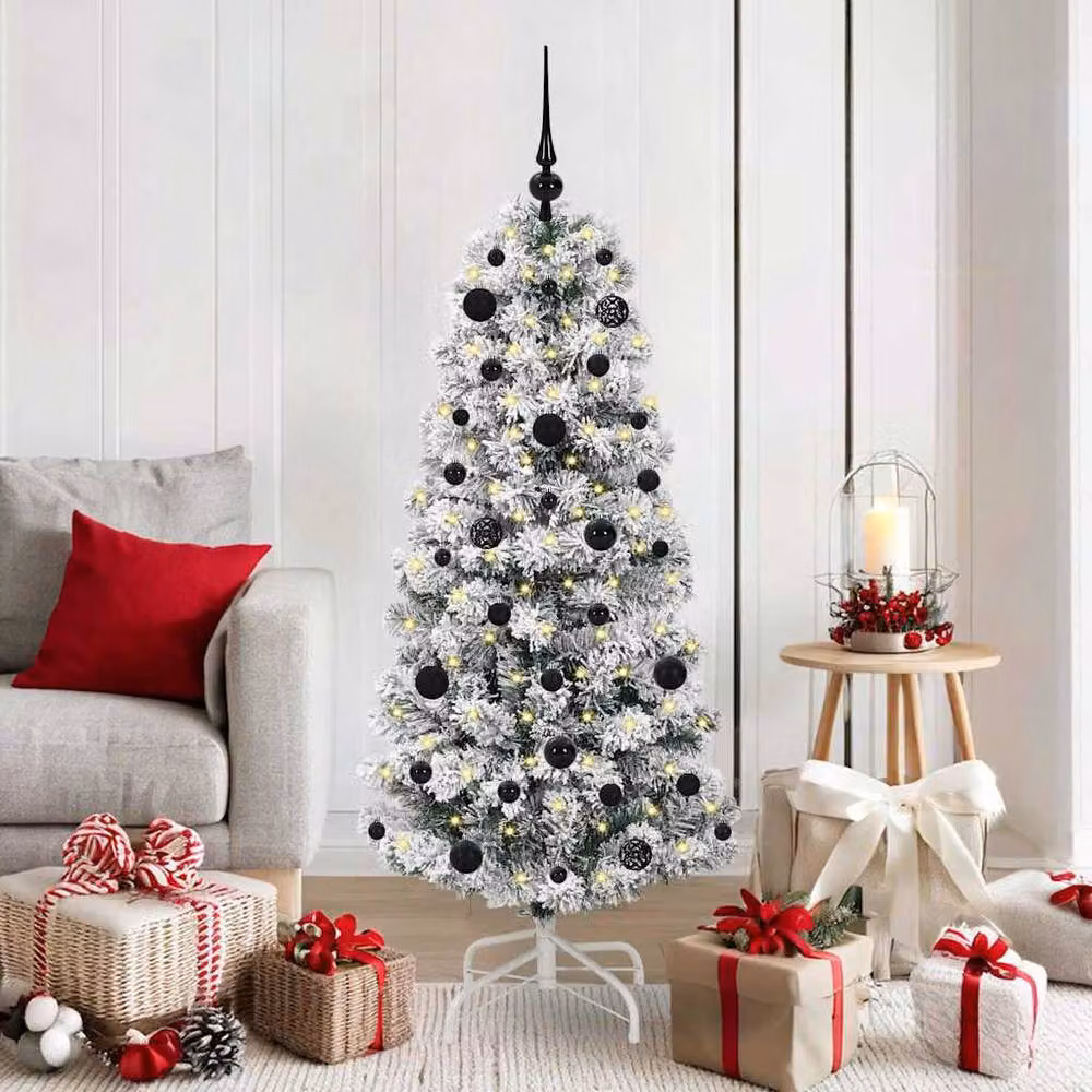 Berkfield Home Realistic Artificial Hinged Christmas Tree in Green and White, Height: 150 cm – 2