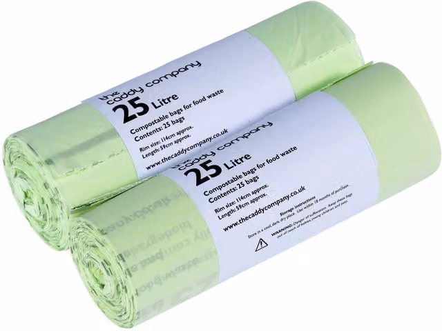 Caddy Company Compostable Food Waste Bin Bags, Green, 25 Litre