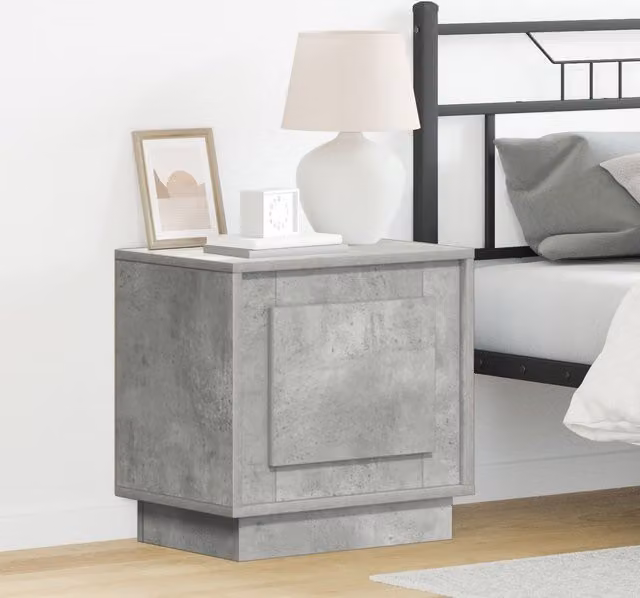 Berkfield Home Bedside Cabinet with Integrated LED Lights in Concrete Grey, W: 44 cm, D: 34.5 cm, H: 45 cm