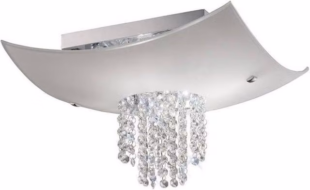 Netlighting Nyla 5 Light Flush Ceiling Light in Polished Chrome with Grey Glass and Crystal