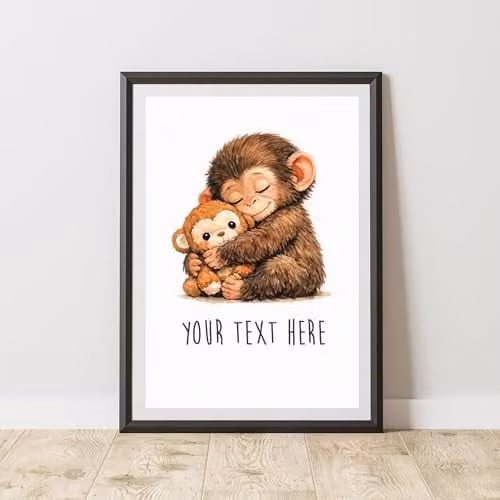 60 Second Makeover Personalised The Baby Monkey Print Motivational Wall Art Poster, Multicolour, A4