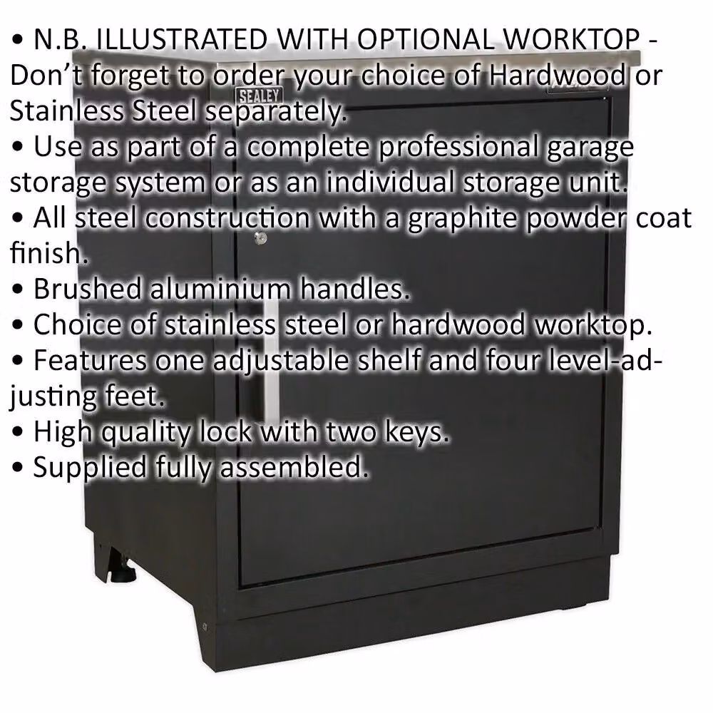 Loops Heavy Duty Modular Floor Cabinet with Lockable Hinged Door and Internal Shelves, Steel, W/D/H: 77.5 x 61.0 x 95.5 cm – 2