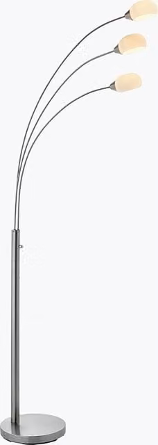 Perch & Parrow Arved Nickel 3 Arm LED Floor Lamp in Silver and White