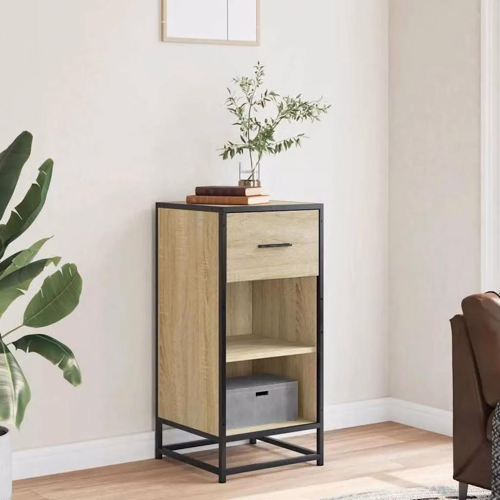 Berkfield Home Industrial Sideboard in Sonoma Oak and Brown, W/D/H: 35.5 x 35 x 76 cm – 3